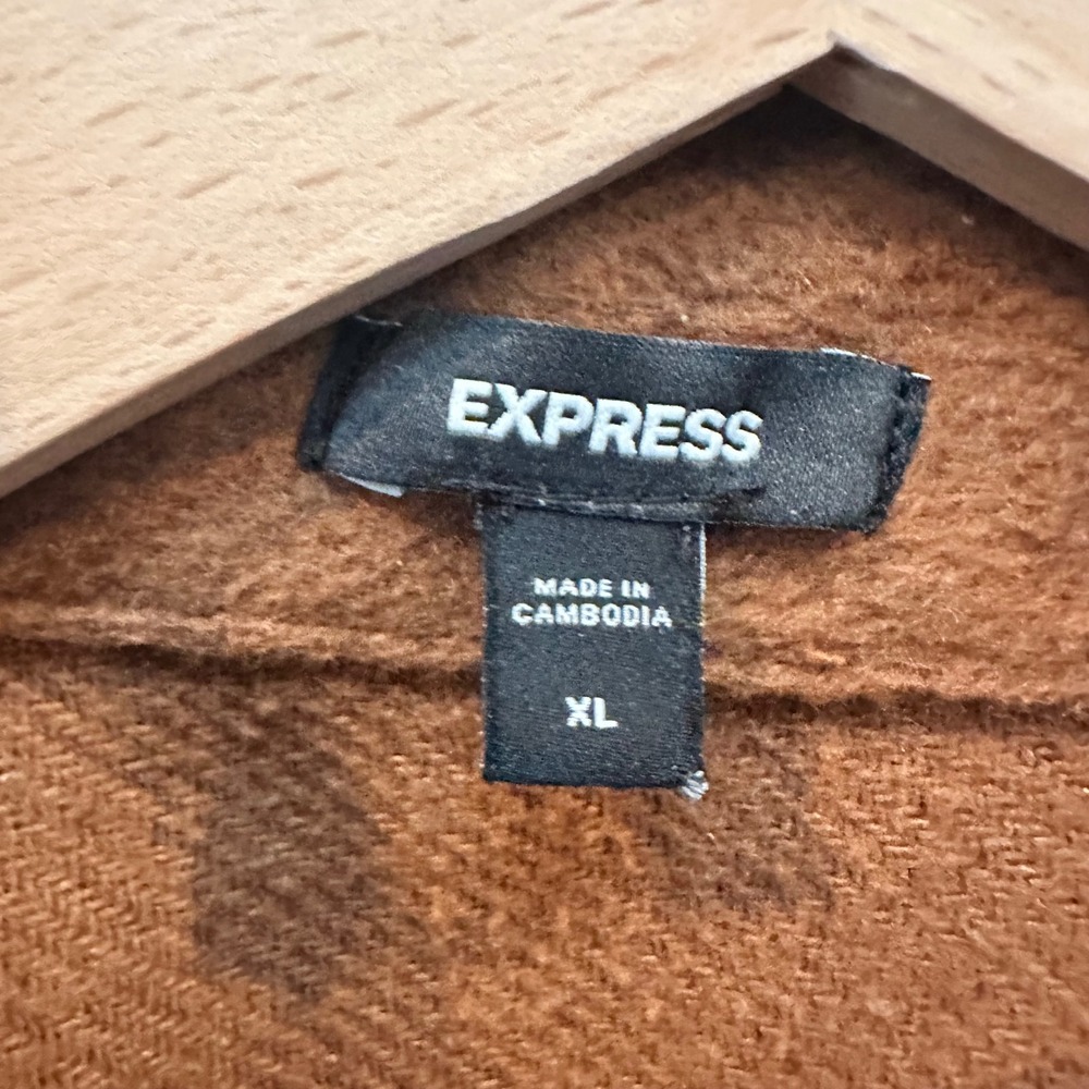 Express Shacket Women XL Rust Brown Oversized Fleece Shirt Jacket 009710137 - Picture 5 of 16
